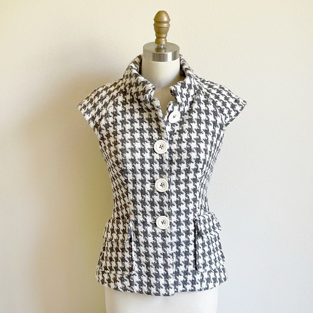 Kensie Girl Grey and White Houndstooth Jacket
